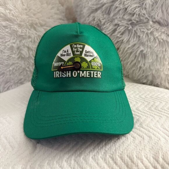 Irish O’Meter Hat Green Trucker Snapback Adjustable Mesh St Patrick’s Day Fun - Picture 1 of 9